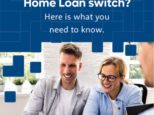 Smiling couple discusses home loan options with advisor. Text reads: "Considering a Home Loan switch? Here is what you need to know."