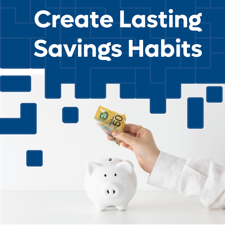 Create Savings Habits putting Australian Money in a Piggy Bank
